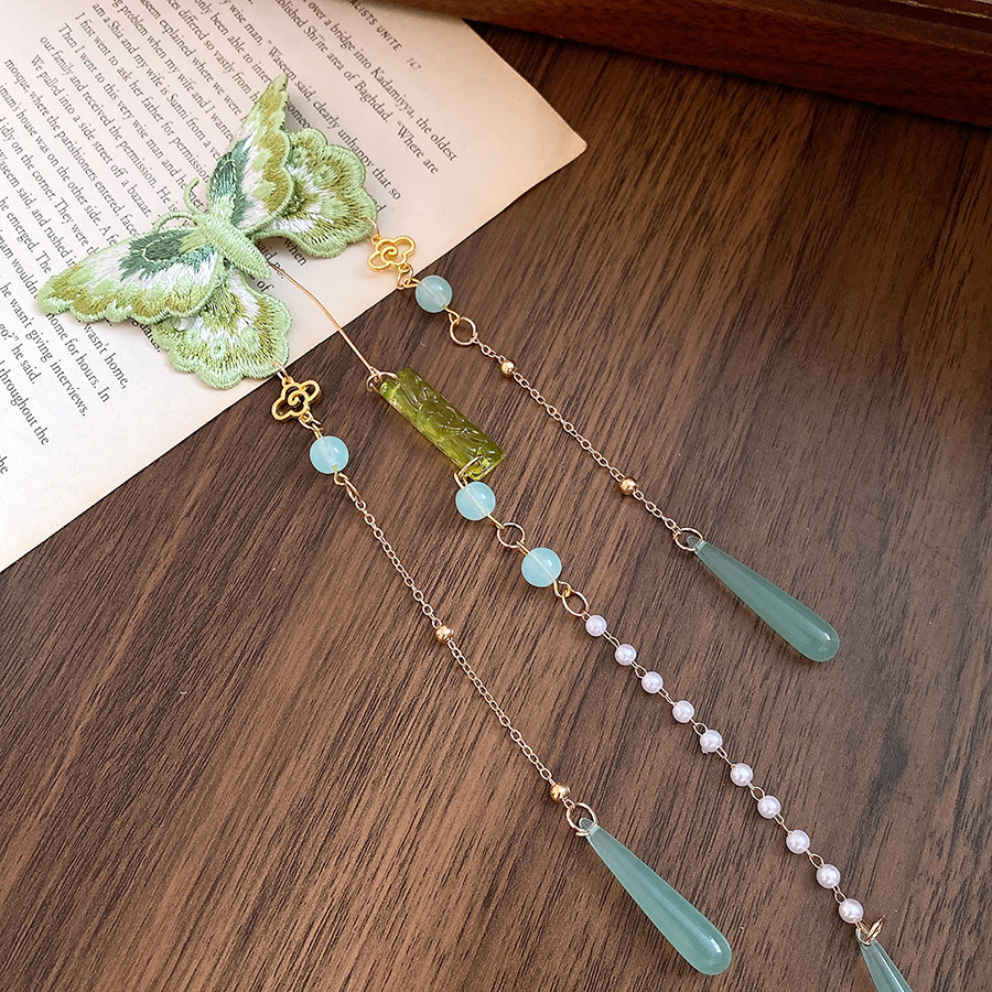 Green Embroidered Butterfly Ha - Hanbok Hair Pin 评论和价格