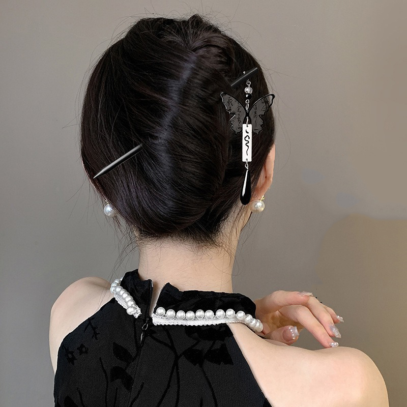 1pc Chinese Ancient Style Ink  - Hanbok Hair Pin 评论和价格