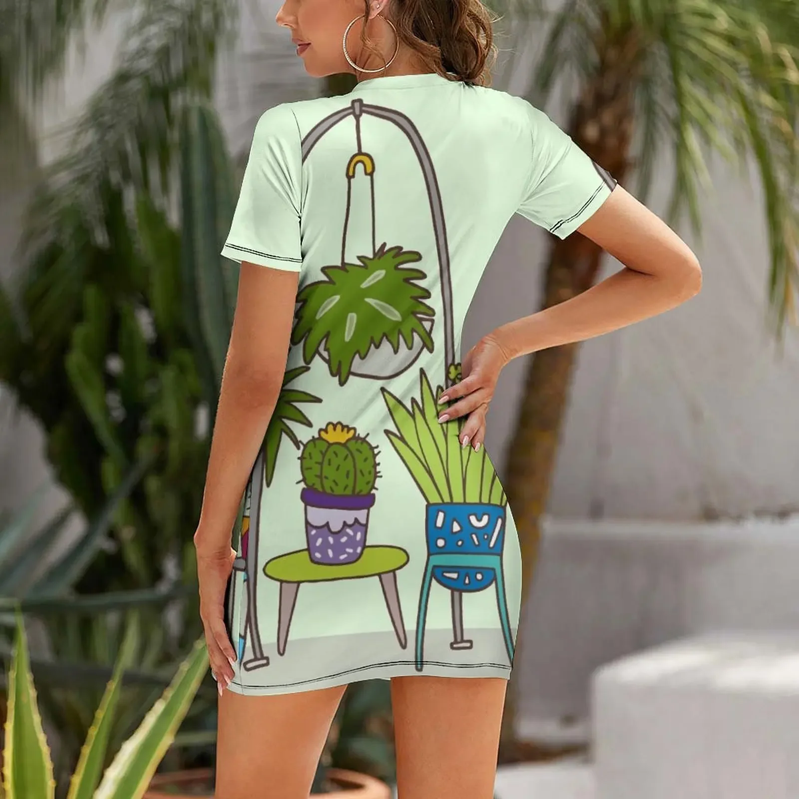 Plant life Short-Sleeved Dress - Korean Girl Lifestyle 评论和价格