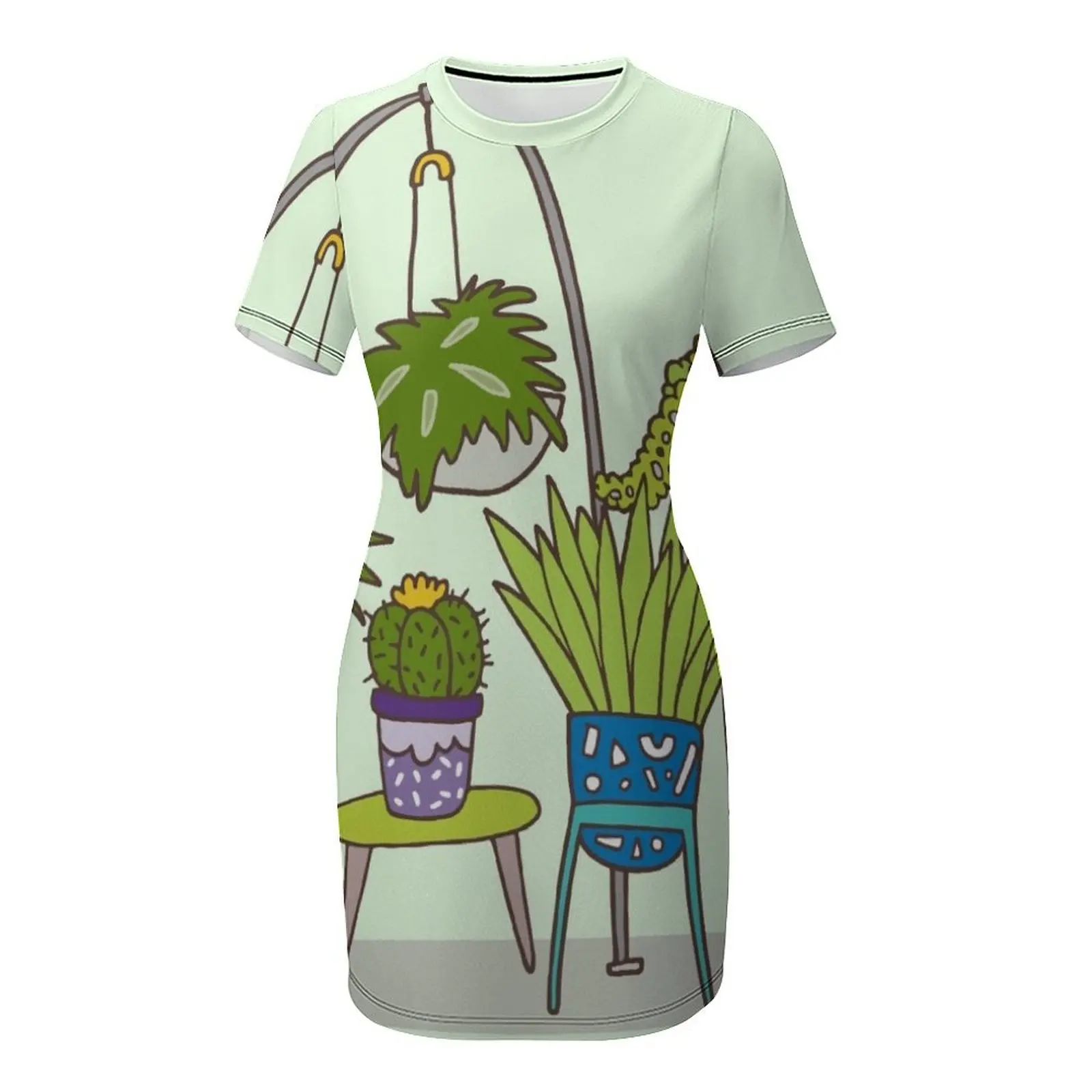 Plant life Short-Sleeved Dress - Korean Girl Lifestyle 评论和价格