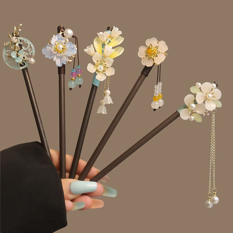 Flower Tassel Pearl Hair Stick - Hanbok Hair Pin 评论和价格