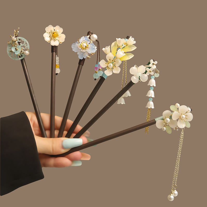 Flower Tassel Pearl Hair Stick - Hanbok Hair Pin 评论和价格