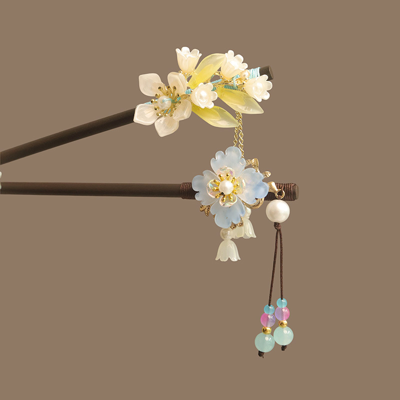 Flower Tassel Pearl Hair Stick - Hanbok Hair Pin 评论和价格