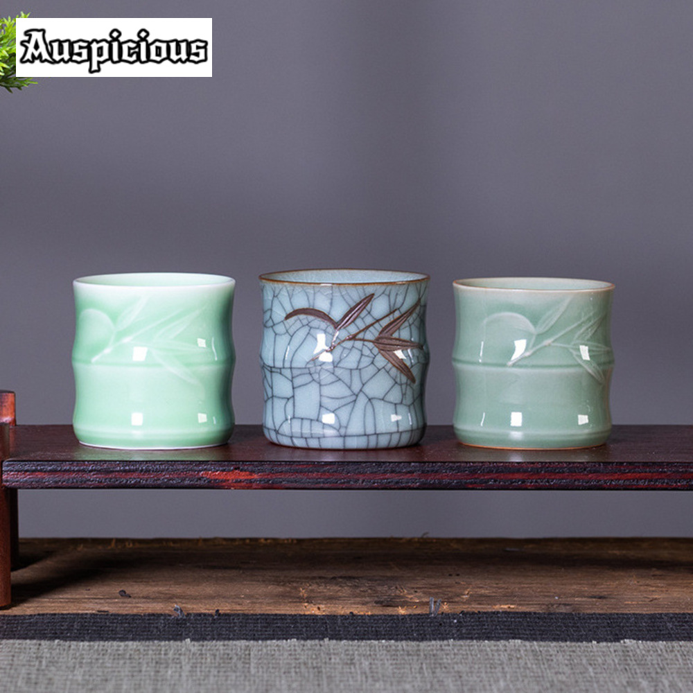 70ML Creative Bamboo Leaf Shap - Celadon Ceramic Cup 评论和价格
